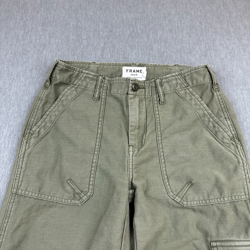 Frame Denim Pants Womens 26 Military Green Service Cropped Cargo Utility Pockets - Picture 2 of 14